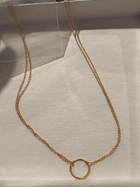 Dogeared Gold Plated Simple Karma Circle Pendant Necklace 16”-18”